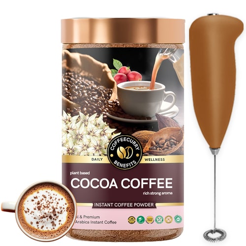 Cocoa Instant Coffee Powder - Freeze-Dried Arabica for Quick Hot & Cold Coffee