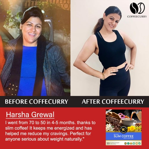 before and after use of Coffeecurry slim coffee premix